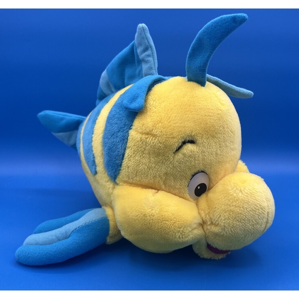 Vtg Disneyland Walt Disney World Flounder Little Mermaid Plush 14"x10"
